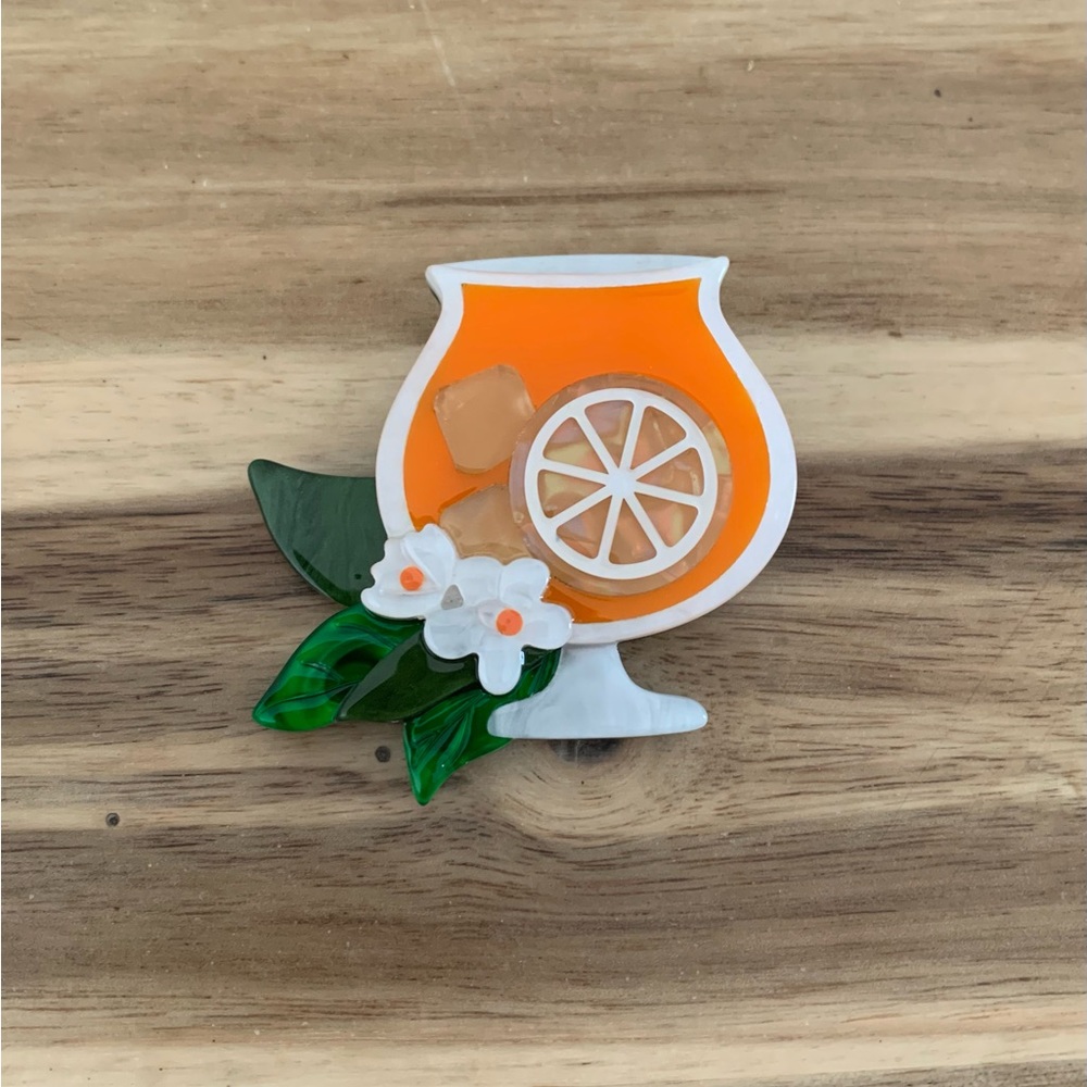 Erstwilder Aperitif Italiano Brooch orange fruit drink cocktail pin NWOT